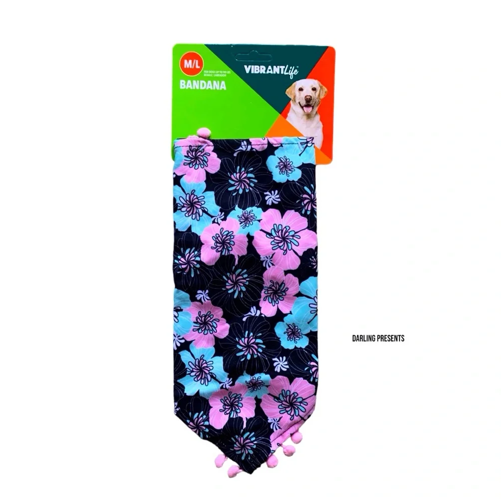 Vibrant Life Floral Dog Bandana Color Multi Size M/L